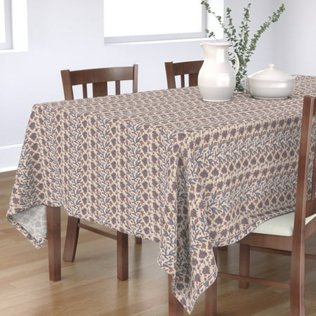 

Cotton Sateen Tablecloth 70 x 108 - Floral Flowers Leaf Nature Botanical Look Print Custom Table Linens by Spoonflower