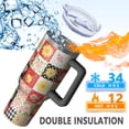 thumbnail image 5 of 40oz Pioneer Flower Floral Print Pattern Insulated Tumbler with Handle, BPA-Free Leak Proof Lid and Straws, Double Wall Vacuum, Hot 12h/Cold 34h, 5 of 6
