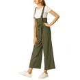 thumbnail image 5 of INSPIRE CHIC Women's Button Front High Waist Belted Straight Fit Overall Jumpsuit L Army Green, 5 of 8