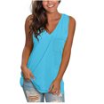 thumbnail image 2 of Blusas sueltas informales con cuello en V y bolsillos para mujer Pompotops lopia995578, 2 of 4
