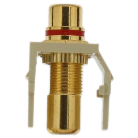 Leviton 30830-BIR QuickPort RCA Jack Connector, Red Stripe, Ivory