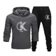 thumbnail image 5 of CK-Conjunto de sudaderas con capucha y pantalones con estampado de tendencia para hombre y mujer, chándales informales, conjunto de ropa deportiva, simplicidad relajada informal, talla grande, 5 of 5