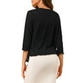 thumbnail image 3 of INSPIRE CHIC Women's Leisure Open Front Self Tie 3/4 Sleeve Crop Shrug Cardigan, 3 of 6