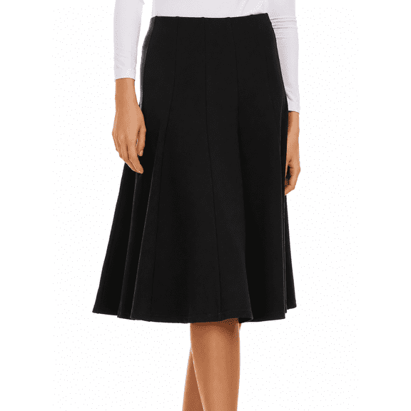 BGDK Premium Lycra Skirt – Thick, and Opaque Pleated Skirt with Stretch Waist Knee-Length & Midi-Length Options Black Small