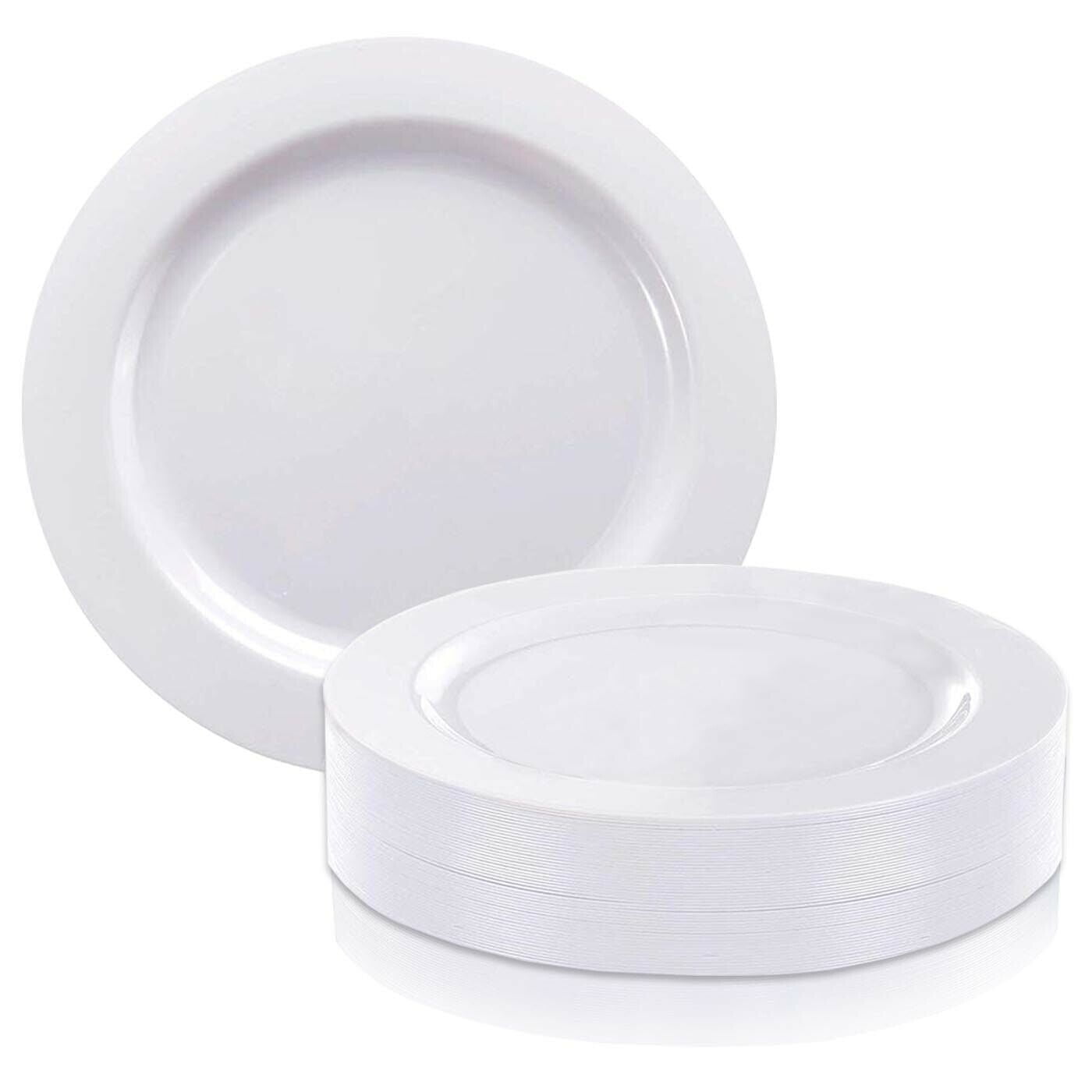 Smarty 10.25" White Economy Extra Heavyweight Plastic Dinner Plates