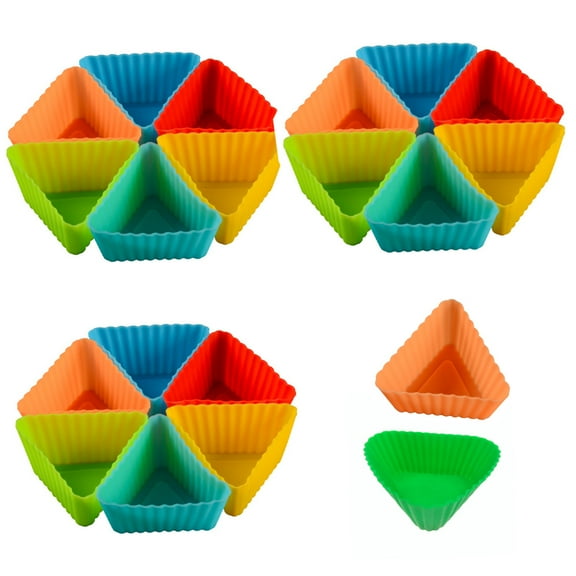 Monyance DIY Baking Mold 20pcs Silicone Mini Baking Cup Triangle Reusable Muffin Cake Cupcake Liners Mold(2.17X2.17X1.18Inches)