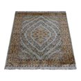 thumbnail image 3 of Rugsotic Carpets Hand Knotted Persian, Oriental Original Silk Floor Area Rug For Living Room Bedroom, Green,Camel, 2'8''X4'0'', 3 of 5