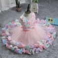 thumbnail image 6 of 3-10T Kids Girl 3D Flowers Dress Ruffle Lace Tulle Sleeveless Bow Princess Pageant Party Wedding Bridesmaid Birthday Dresses, 6 of 8