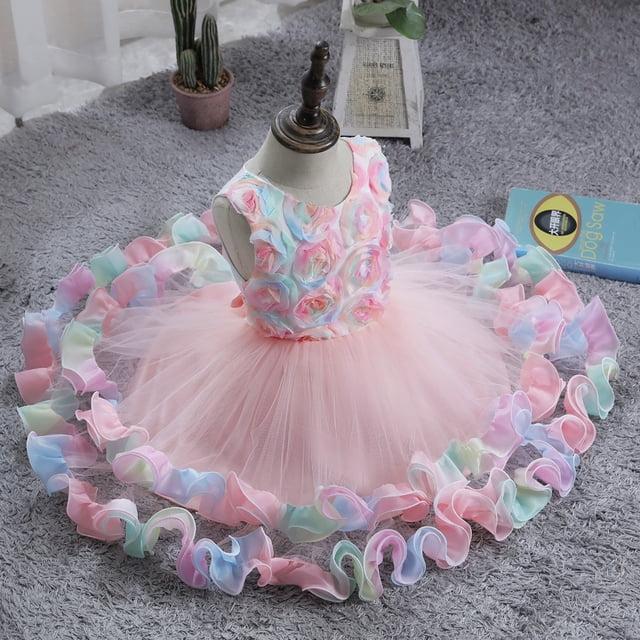 Vestido de niña, vestido de pastel colorido, vestido hinchado, vestido de niña, vestido de princesa