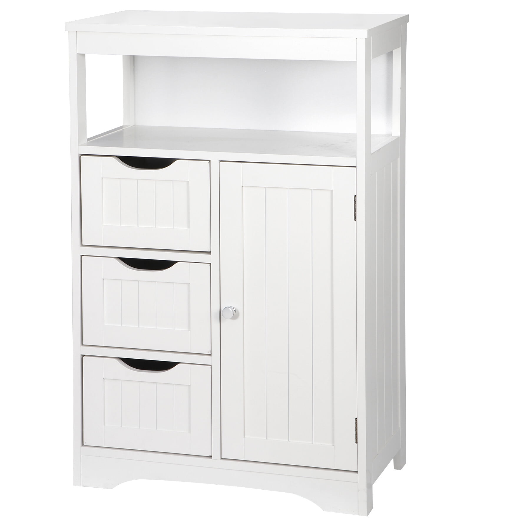 ZENY Bathroom Floor Cabinet, Free Standing Storage Cabinet with 3 Drawers and Adjustable Shelf, Modern Cupboard for Home Living Room Office, White