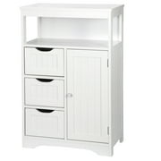 ZENY Bathroom Floor Cabinet, Free Standing Storage Cabinet with 3 Drawers and Adjustable Shelf, Modern Cupboard for Home Living Room Office, White