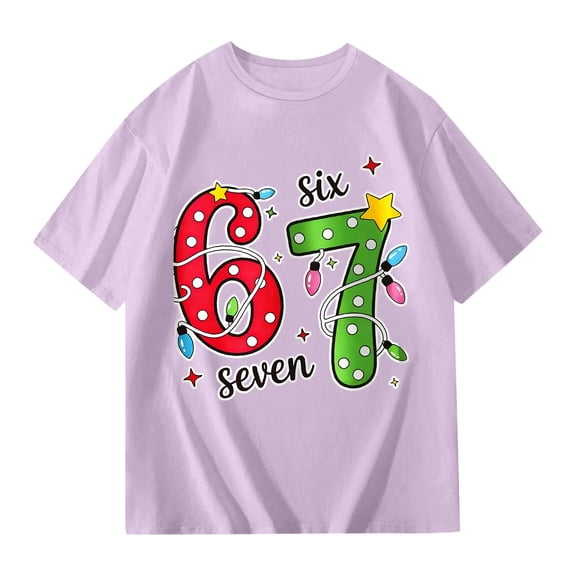 67 shirt G'irls Summer Short Sleeve T Shirt Cute Cartoon Number Print Casual Top Tee Shirt For K'ids Youth