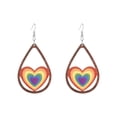 thumbnail image 1 of Pendientes de joyería de madera con forma de corazón para San Valentín, con personalidad geométrica creativa., 1 of 4