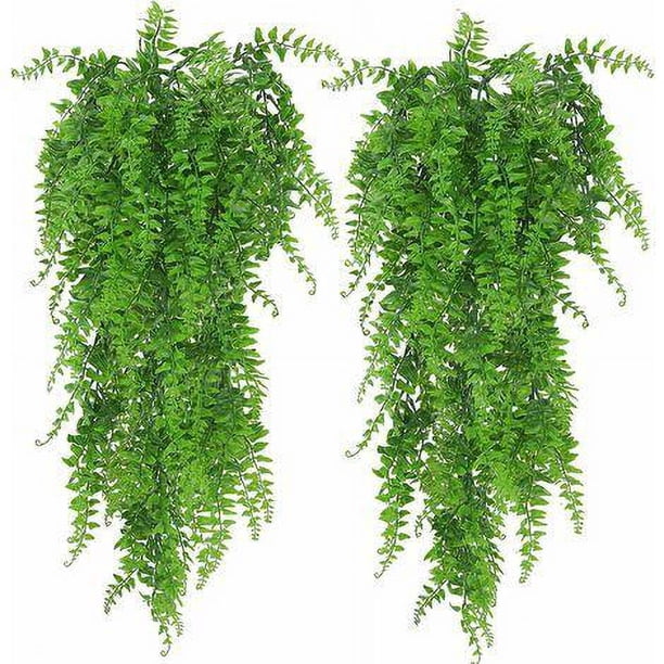 Enredadera de follaje artificial, plantas colgantes artificiales de fácil cuidado, 2 piezas de 33,4 pulgadas por pieza para decoración interior y exterior, plantas de plástico resistentes a los rayos