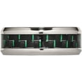 thumbnail image 3 of Stainless Steel Polished Black/Green Carbon Fiber Inlay Ring, 3 of 9