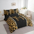 thumbnail image 3 of Feelyou Fashion Polkadots Bow Bedding Comforter Set 7pcs, Fashion Initial H Letter Queen Bedding Sets, Wildlife Leopard Print Reversible Queen Sheet Sets, Super Cozy Room Decor, 3 of 8