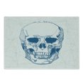 thumbnail image 1 of Skull Cutting Board, Hand Drawn Human Skull with Science Elements Background Theme Illustration, Decorative Tempered Glass Cutting and Serving Board, Small Size, Blue White, by Ambesonne, 1 of 1