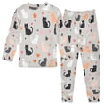 thumbnail image 2 of FORMRS Long Sleeve Top and Pants Pajama Set for Niños 2-Piece Sleepwear, Sizes 18M-8Y, Gray Cartoon Pattern, 2 of 6