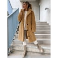 thumbnail image 5 of Women'S Casual Long-Sleeved Lapel Button Coat Autumn and Winter Plush Coat Long Coat Khaki L, 5 of 9
