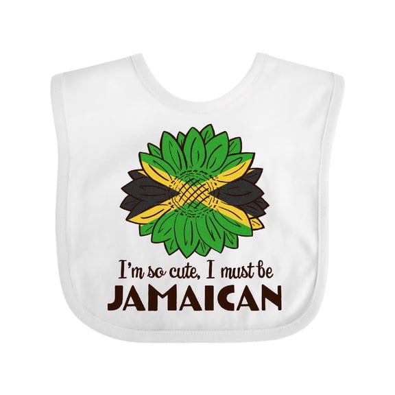 Inktastic I'm So Cute, I Must Be Jamaican Jamaica Flag Sunflower Boys or Girls Baby Bib