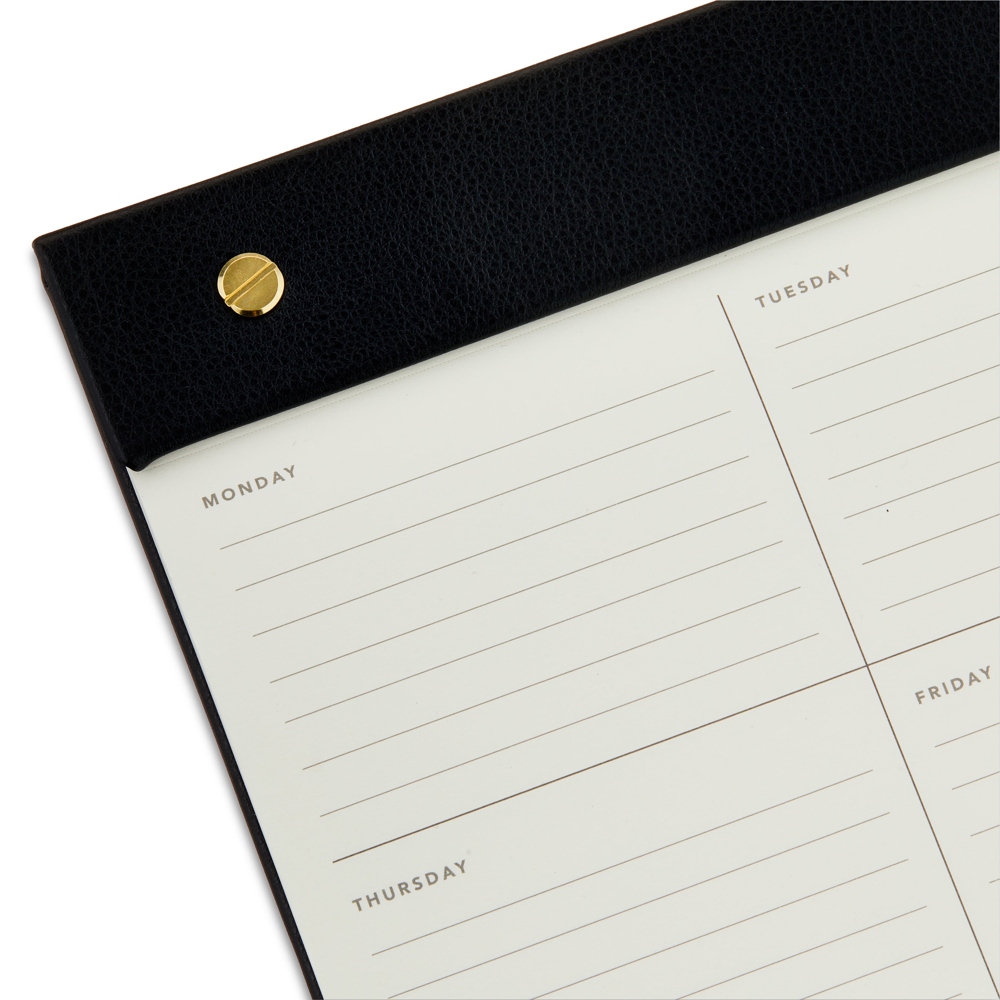 Pen+Gear Weekly Planner Pad, Undated, Rich Black Simulated Leather, 8.5” x 10”, 60 Sheets