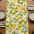 thumbnail image 5 of Yellow Lemons Table Runner, Summer Botanical Checkered Pastoral Washable Cotton Linen Table Runners 36 Inches Long, Dresser Scarf Runner for Nightstand/End Tables/Round Tables 13''x36'', 5 of 9