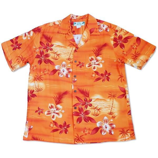Aurora Orange Hawaiian Rayon Aloha Shirt - Walmart.com