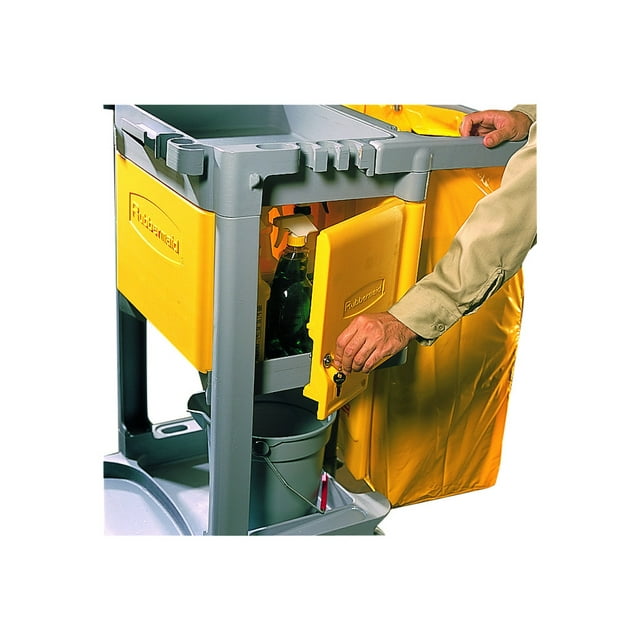 Rubbermaid 6181 Locking Janitor Cart Cabinet for 6173 Cart, Locking Cabinet for Securing Chemicals, Cleaning Organization and Supplies Storage