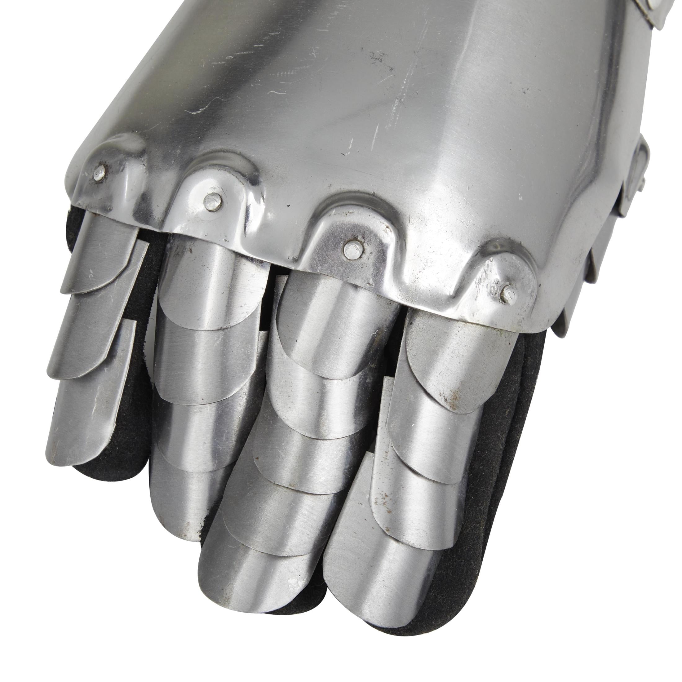 Hands 14" Metal Silver Replica Medieval Armor Gloves, by DecMode (2 Count)