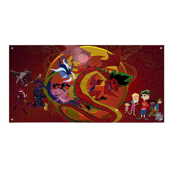 American Dragon Jake Long-Theme Backdrops Banner Birthday Party Decor Supplies Personalized Party Backdrop Decoration,5x3ft（150x90cm）