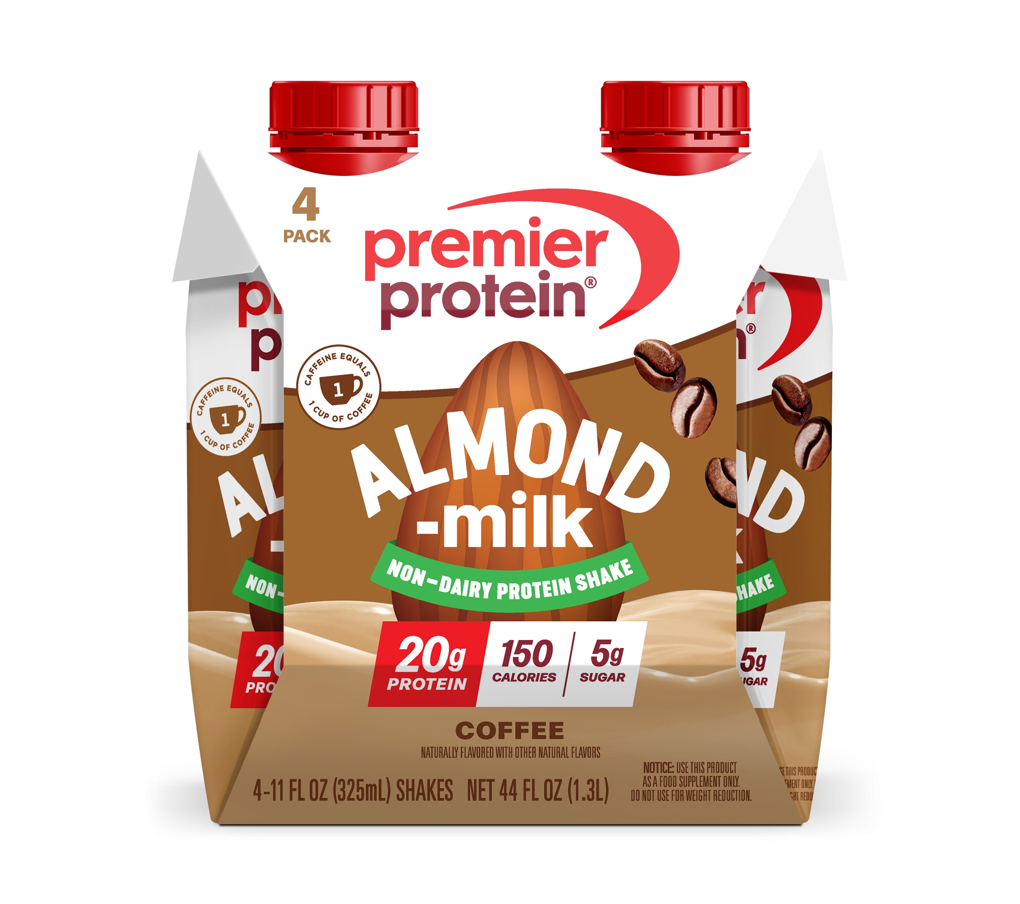 (3 pack) Premier Protein Almond Milk Shake, Coffee, 20g Protein, 11 Fl Oz, 4 Ct