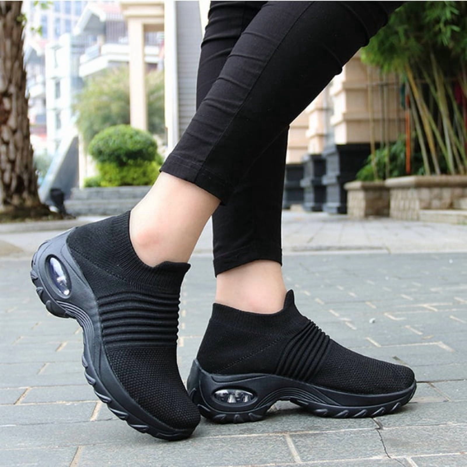 Women Walking Shoes Breathable Sneakers Slip on Outdoor Running Tennis Trainers