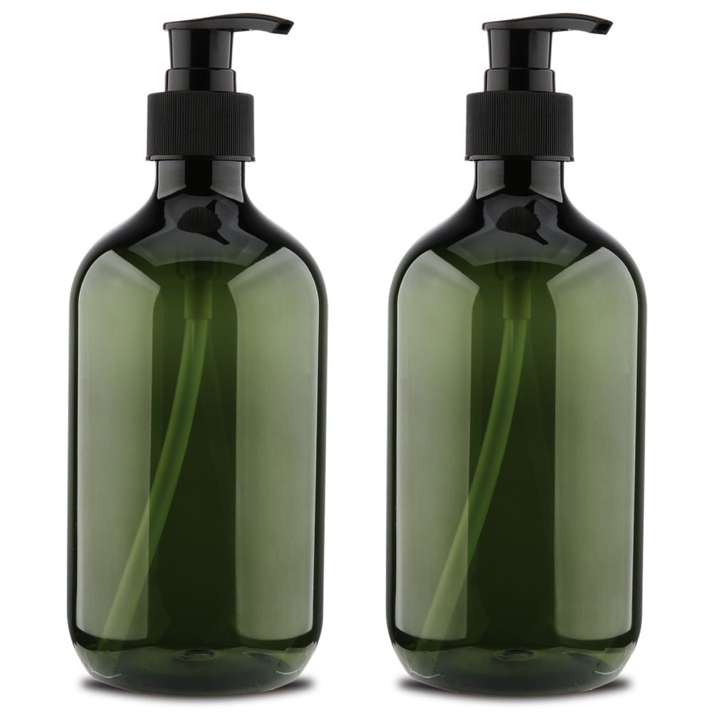 2 Pack Plastic Pump Bottle Dispenser,17oz/500ml Clear Hand Soap