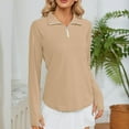 thumbnail image 6 of Long Sleeve Workout Tops for Women, Comdrip Womens Long Sleeve Shirts 50+ Sun 1/4 Zip Summer Hiking Shirt Quarter Zip Pullover Athletic Tops for Women Khaki 2XL, 6 of 9