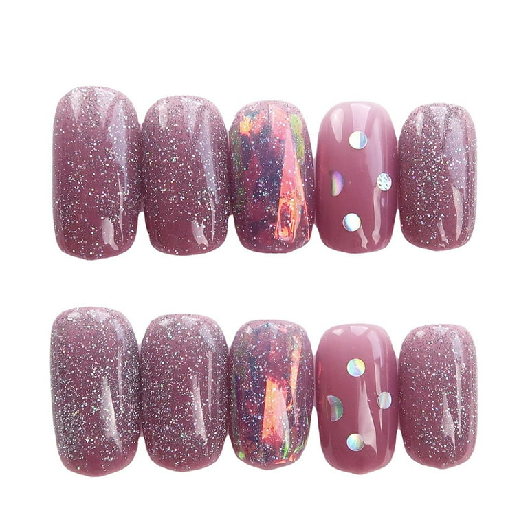 purple nail designs with glitter