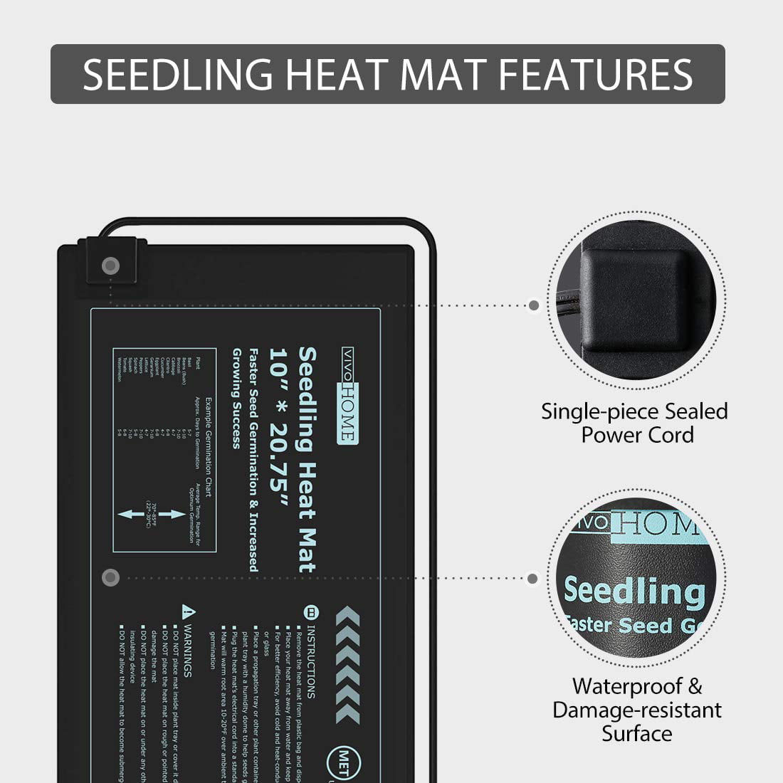 10 x 20 Inches Waterproof Plant Heat Mat and 41-108 /°F Digital Thermostat Controller Combo Set for Plant Germination Root Growth Indoor Seedling J/&D Seedling Heat Mat and Digital Thermostat Set