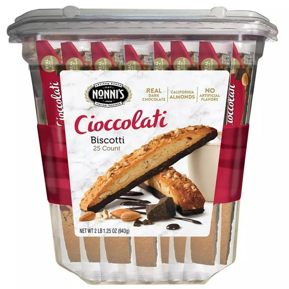 Nonni's Biscotti Value Pack with Larger Cookies, Cioccolati, 25Count, Red (718605000000), 33.25 Ounce