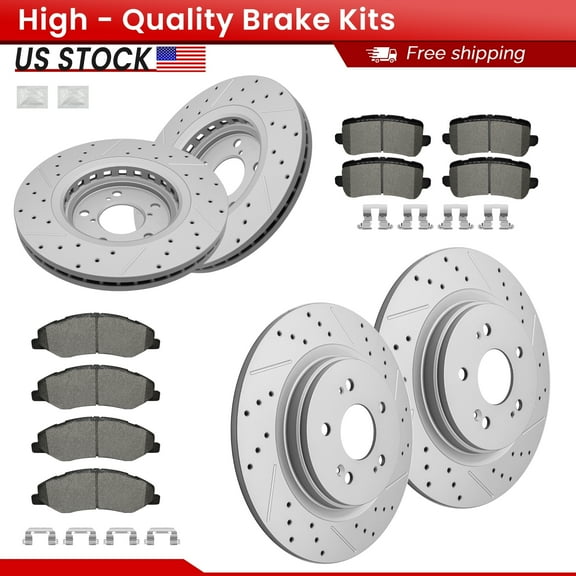 ACB ZONE Front Rear Brake Kits for 2021-2023 Honda Odyssey, Drilled Slotted Disc Brake Rotors and Ceramic Brake Pads (981053, 982311, 2089, 1698)