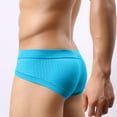 thumbnail image 4 of JUUYY Men's Mesh Underwear Briefs Soft Low Rise Bulge Pouch Underwear Modal Breathable Briefs Blue L, 4 of 5