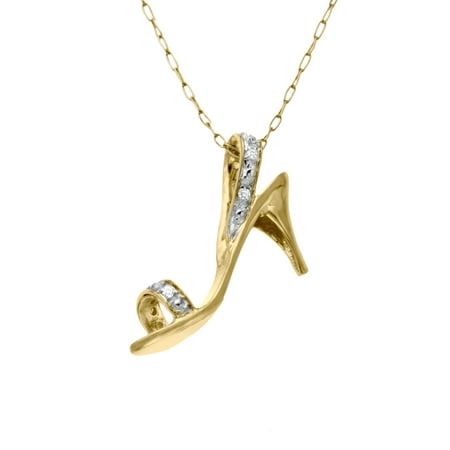 High Heel Pendant Necklace with Diamonds in 10kt Gold