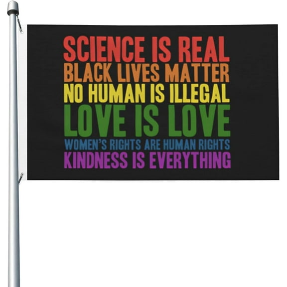3x5 Foot Rainbow Science Is Real Black Lives Matter Equality Pride Flag With Brass Grommets Vivid Color And Fade Proof Outdoor Flag Banner Breeze Flag Home Garden Flag Decorative Flag