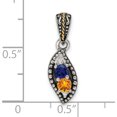 thumbnail image 5 of 14K/Silver Two-Tone Sterling Silver & 14K Two-Stone And Diamond Mother's Pendant Semi-Mount (13 X 7) Made In Thailand qmpd40/2, 5 of 5