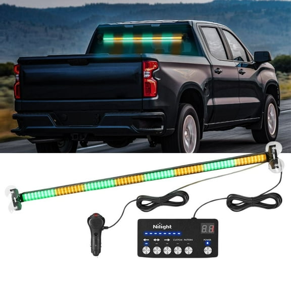 Nilight 144LED Traffic Advisor Strobe Light Bar with Amber Green Emergency Warning Lights Hazard Interior Front/Rear Windshield Flashing for Cars Plow Trucks Construction Vehicles