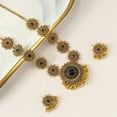 thumbnail image 5 of Bollywood Indian Jewelry Sets for Women Wedding Party Jewelry Flower Tassel Beaded Dangle Earring Oxidized Indian Choker Necklace Gold Plated Zirconia Jhumkas Chandelier Earrings Boho Jewelry, 5 of 12