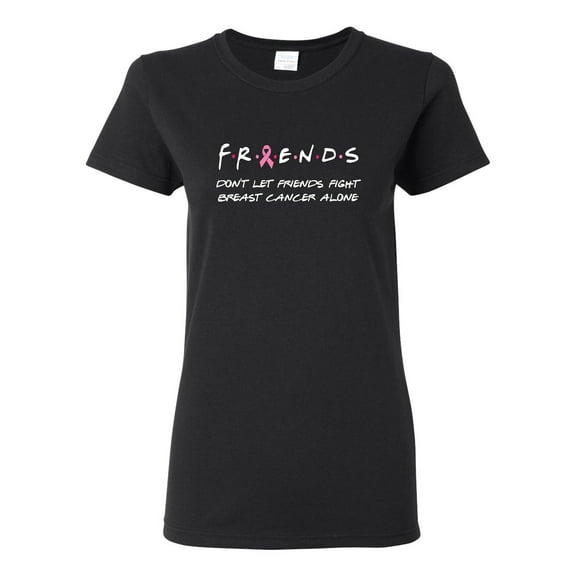 Don't Let Friends Alone Awareness Womens Graphic T-Shirt, Black, Small