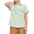 thumbnail image 2 of Langwyqu Short Sleeve Summer Turn-Down Collar Boys Casual Blouse Kids Tops, 2 of 5