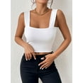 thumbnail image 4 of Osfvolr Women'S Sexy Sleeveless Skinny Basic Strappy Crop Tank Tops 2025 White L, 4 of 5