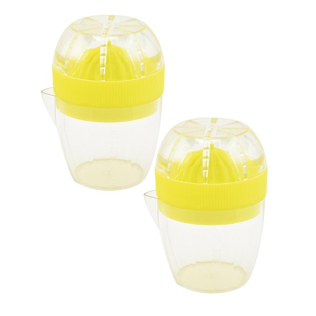 Oleegame 2PC Manual Juicer Lemon Juicer Plastic Portable Fruit Squeezer Orange Squeezer Household Yellow