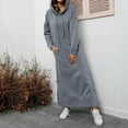 thumbnail image 3 of Yoolin Womens Long Fleece Maxi Pullover Sweatshirt Dresses Baggy Hooded Sweat Shirt Robe Dress with Pockets, 3 of 4