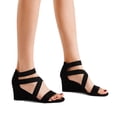 thumbnail image 5 of DREAM PAIRS Women's Summer Open Toe Wedge Sandals Ankle Strap Platform Sandals INNIS-1 BLACK Size 10, 5 of 5